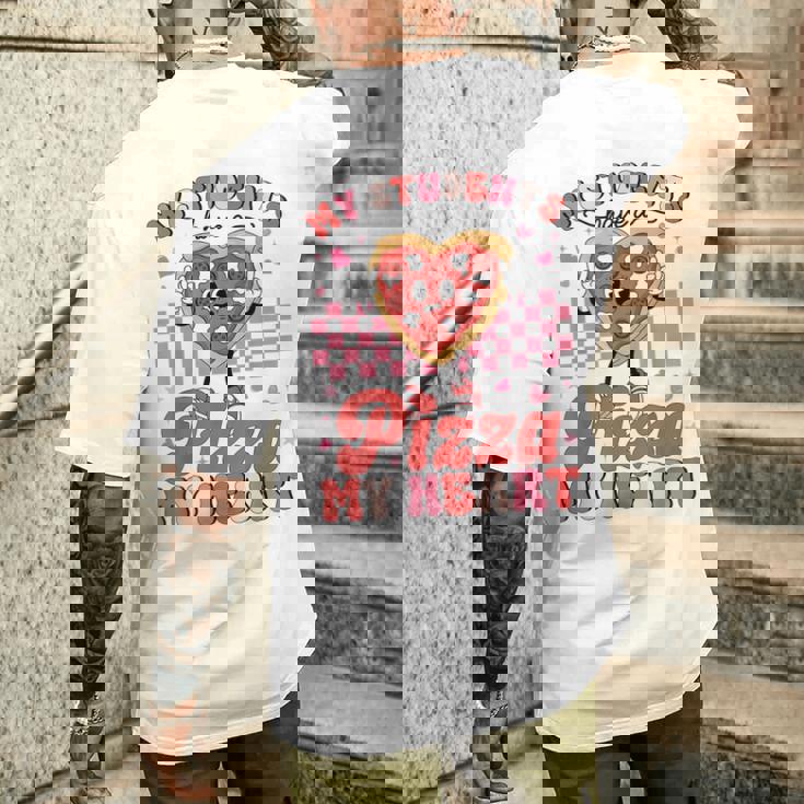 Valentine My Students Have A Pizza Of My Heart Teacher Men's Back Print T-Shirt Gifts for Him