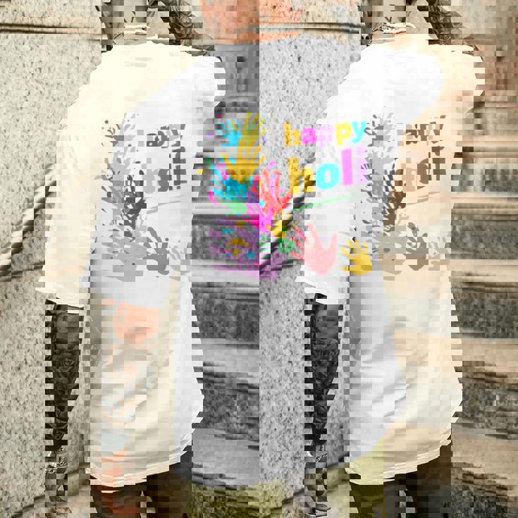 Vibrant Happy Holi メンズTシャツ バックプリント 彼への贈り物
