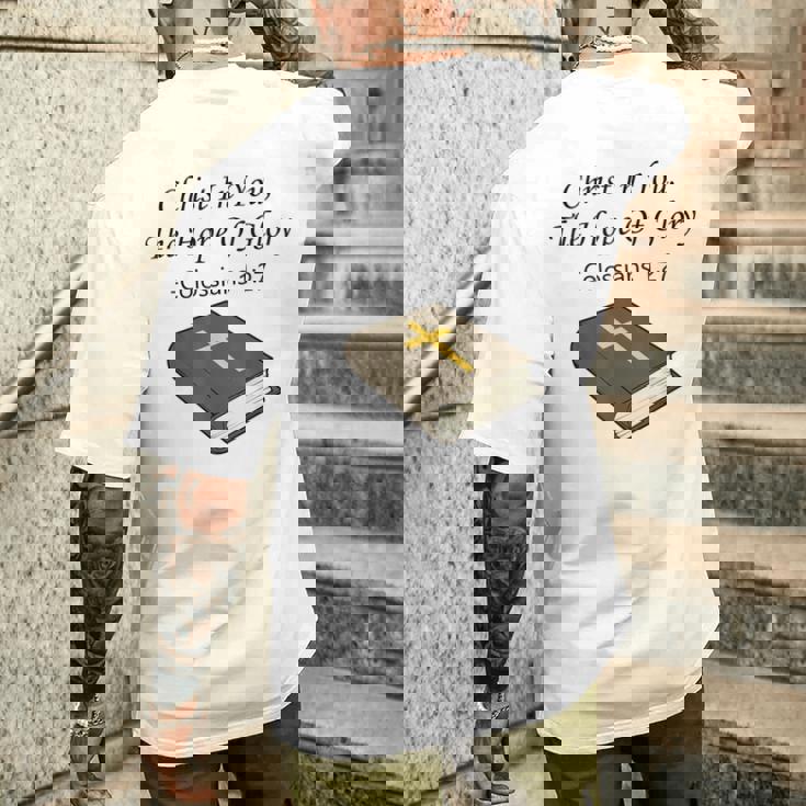 あなたの中のキリスト 聖書箇条 キリスト教 イエス・キリスト メンズTシャツ バックプリント 彼への贈り物