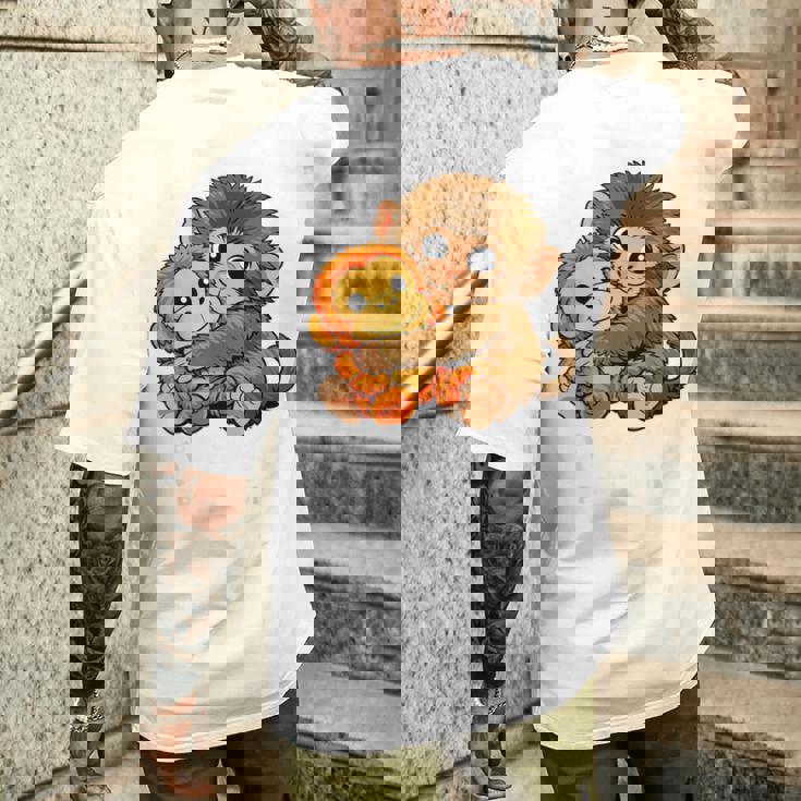 かわいいパンチ君 抱っこぬいぐるみ 赤ちゃん マカク モンキー パンチ メンズTシャツ バックプリント 彼への贈り物