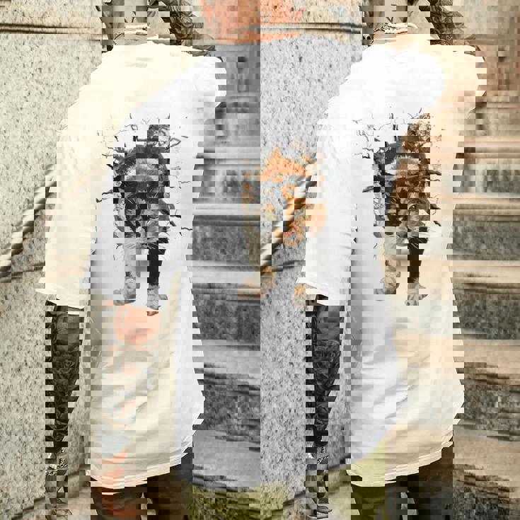 その壁を打ち破れ 三毛猫 福猫 面白 メンズTシャツ バックプリント 彼への贈り物