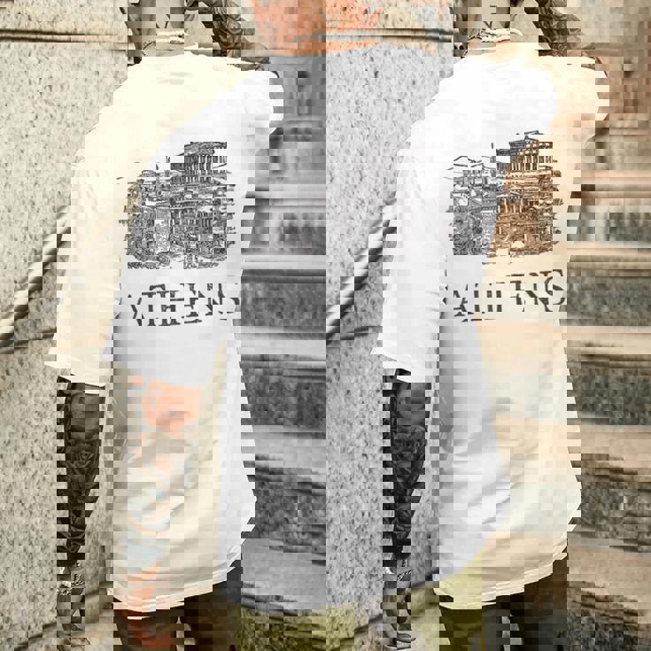 アテネギリシャ-ギリシャのお土産-アテネ メンズTシャツ バックプリント 彼への贈り物