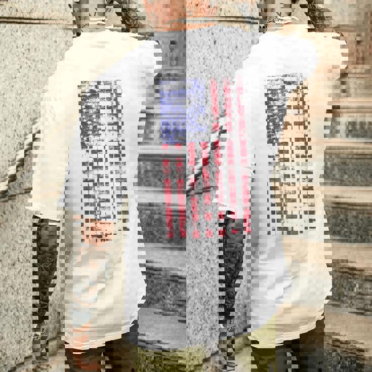 アメリカ国旗 メンズ レディース キッズ アメリカ国旗 愛国的なグランジ メンズTシャツ バックプリント 彼への贈り物