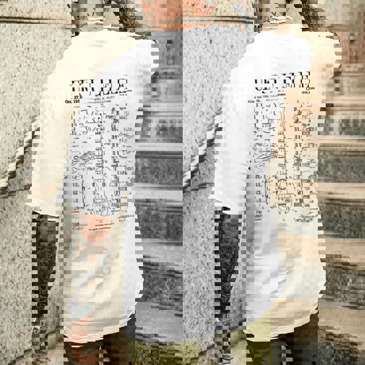 ウクレレ楽器 ウケ ヴィンテージ 特許 図面 プリント メンズTシャツ バックプリント 彼への贈り物