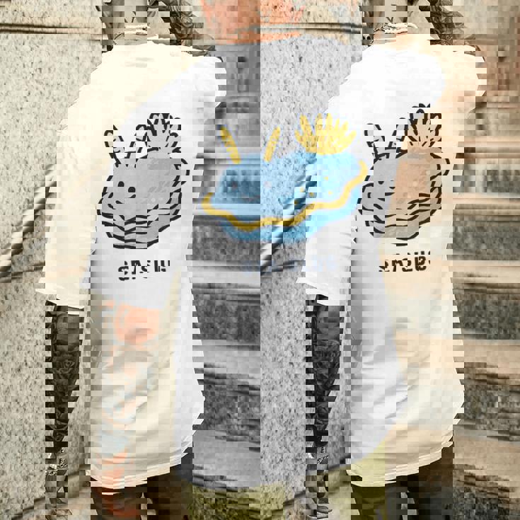 ウミウシ 海牛ealug イラスト ゆるい 簡単 おもしろ かわいい 動物 人気 海洋生物 メンズTシャツ バックプリント 彼への贈り物