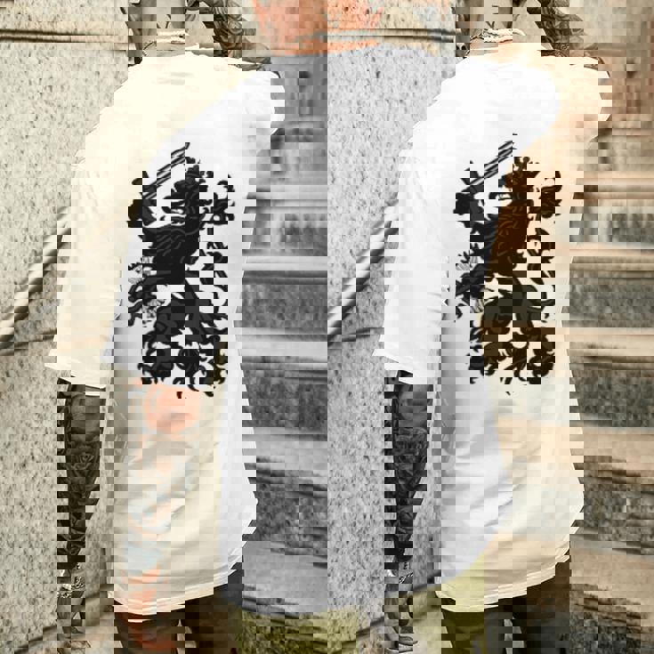 オランダ国旗 オランダプライド オランダルーツ ライオンコート メンズTシャツ バックプリント 彼への贈り物