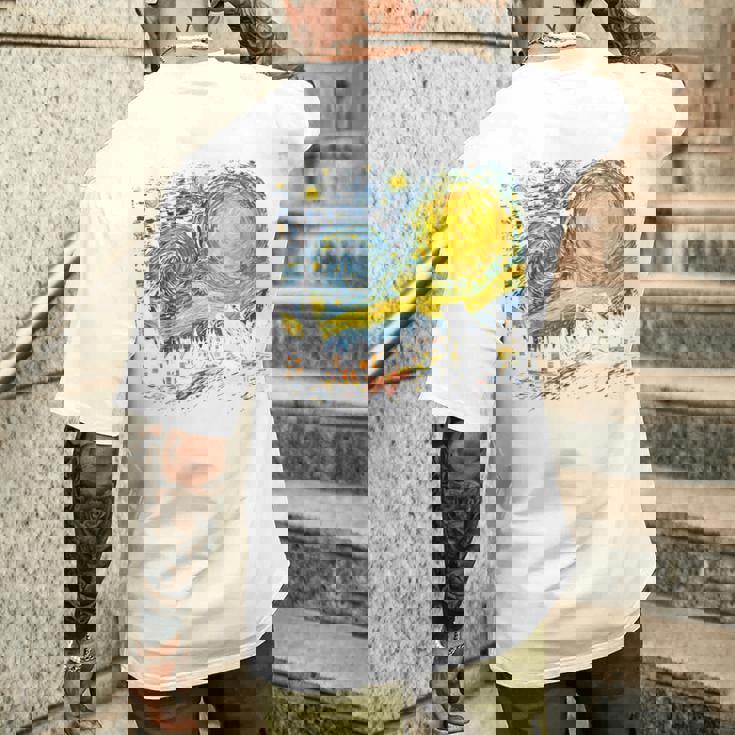 カエル 星月夜 面白い カエル ゴッホ 美的アート ミーム メンズTシャツ バックプリント 彼への贈り物