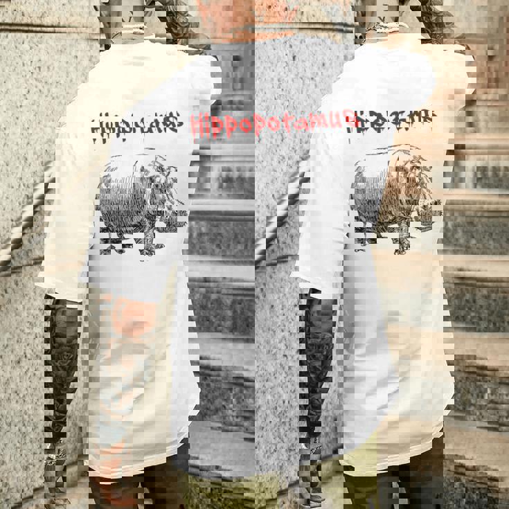 カバ ヴィンテージ シンプル ミニマリスト カバ グラフィック メンズTシャツ バックプリント 彼への贈り物