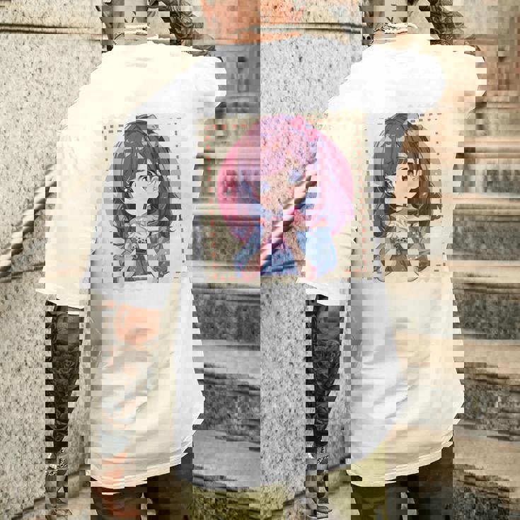 カワイイアニメ ちびガール バブルティー ボバミルク オタク メンズTシャツ バックプリント 彼への贈り物