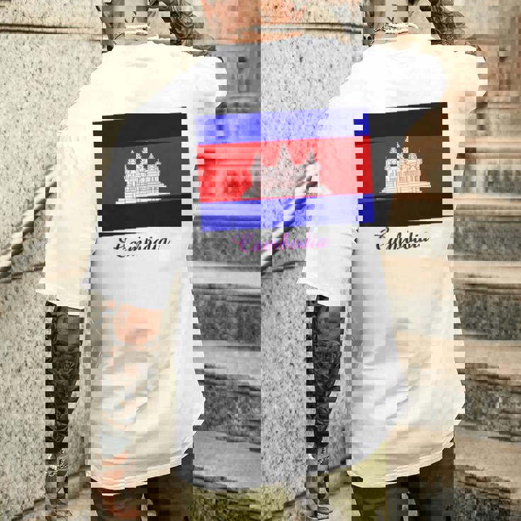 カンボジア カンボジア国旗 お土産 メンズTシャツ バックプリント 彼への贈り物