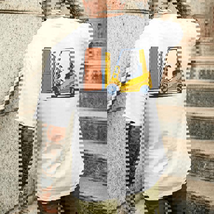 キッズ フォークリフト車両工事現場掘削機建設作業員 男の子 メンズTシャツ バックプリント 彼への贈り物