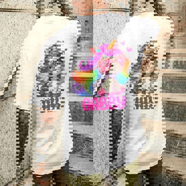 ギャビーユニコーン 名前入りデザイン メンズTシャツ バックプリント 彼への贈り物