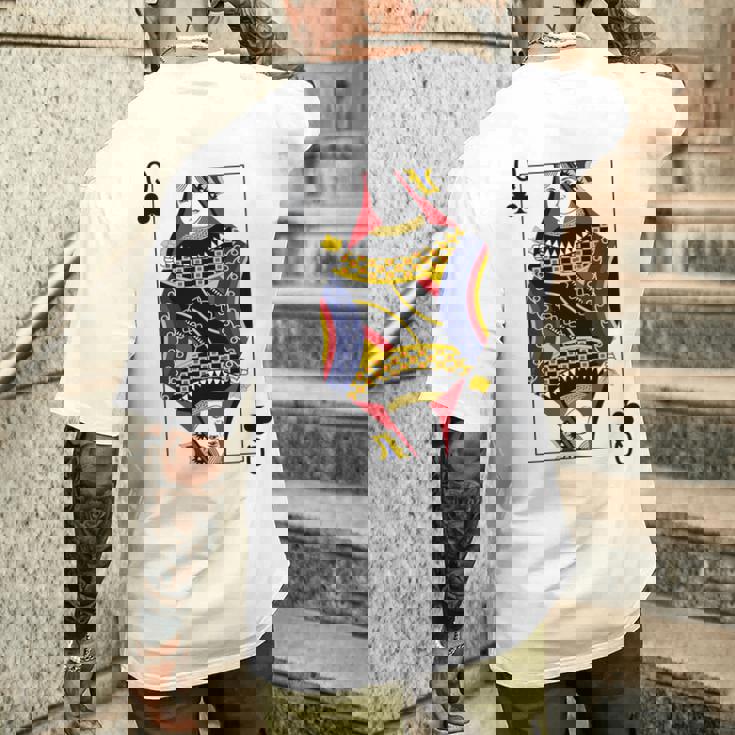 クイーンクラブ ポーカーカード トランプ ブラックジャックカード 長袖tシャツ メンズTシャツ バックプリント 彼への贈り物