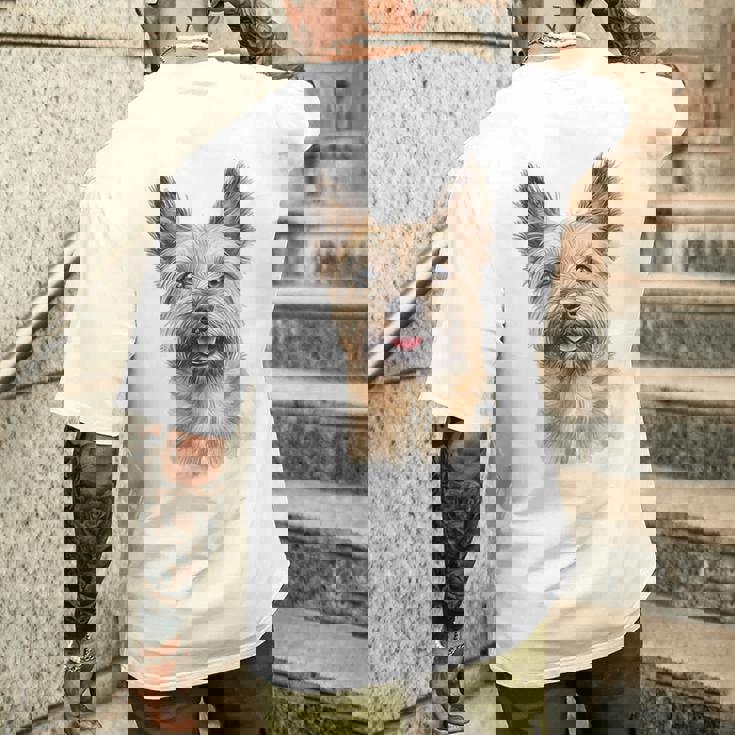 ケアンテリア 犬 グラフィック ペット アートワーク ケアンテリア メンズTシャツ バックプリント 彼への贈り物