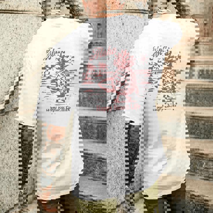 サーフィン パイナップル レトロ ビーチ ヤシの木 トロピカル 美学 メンズTシャツ バックプリント 彼への贈り物