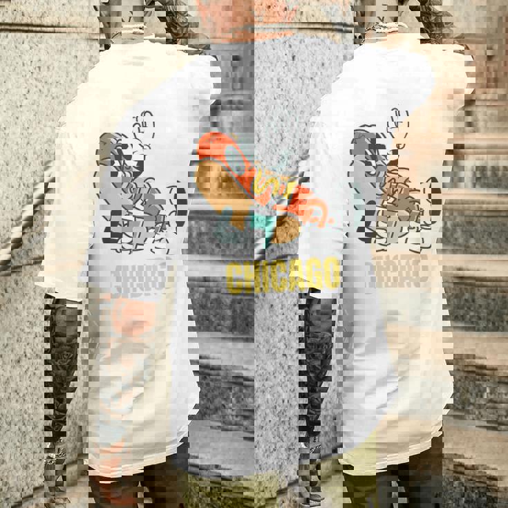 シカゴホットドッグ ストリートフード ホットドッグ マスタード付き メンズTシャツ バックプリント 彼への贈り物