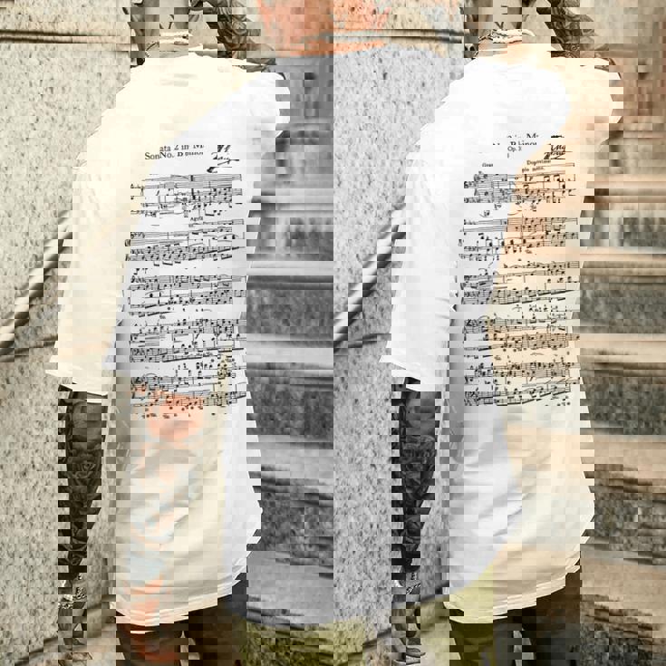 ショパン ピアノ ピアニスト 楽譜 B-Flat-Minor Musicians メンズTシャツ バックプリント 彼への贈り物