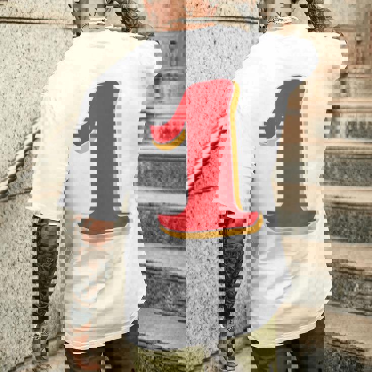 タイポグラフィ 第1番 数字 1 メンズTシャツ バックプリント 彼への贈り物