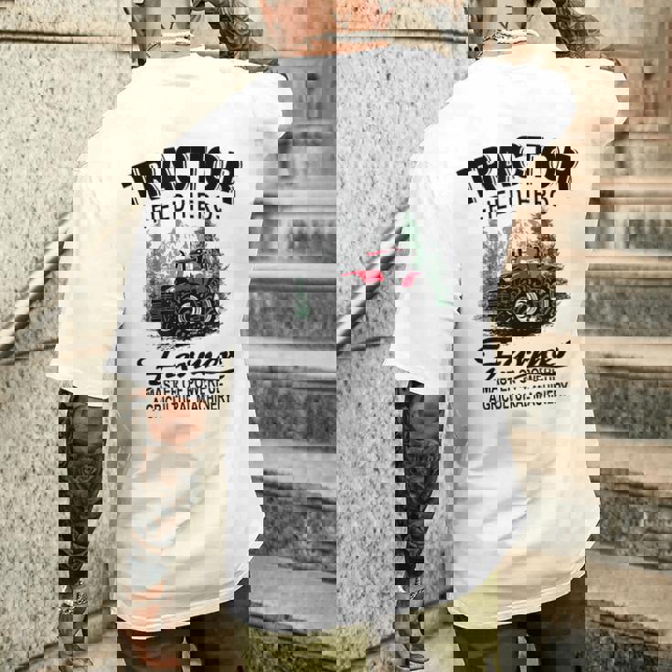 トラクター トラクター トラクター 農家 農業 メンズTシャツ バックプリント 彼への贈り物