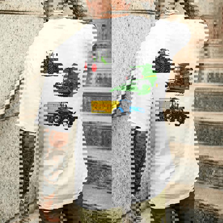 トラクター トラクター コンバインハーベスター 農家 農業 メンズTシャツ バックプリント 彼への贈り物