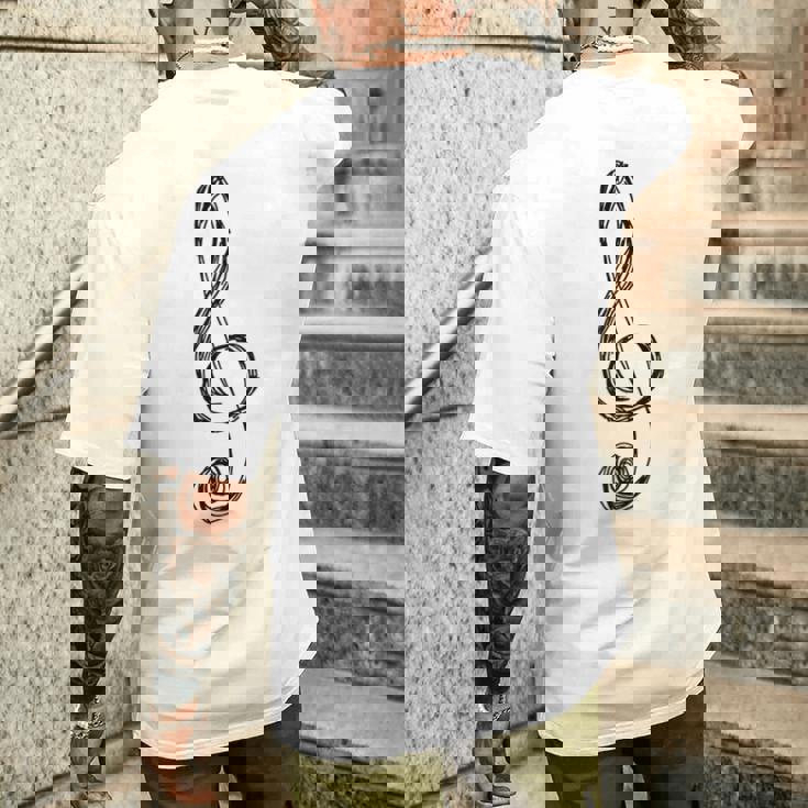 ト音記号 音楽記号 描画スケッチ メンズTシャツ バックプリント 彼への贈り物