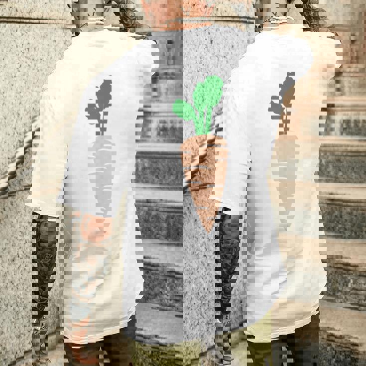 ニンジン コスチューム 野菜 カーニバル コスチューム ビーガン Carrot Costume メンズTシャツ バックプリント 彼への贈り物