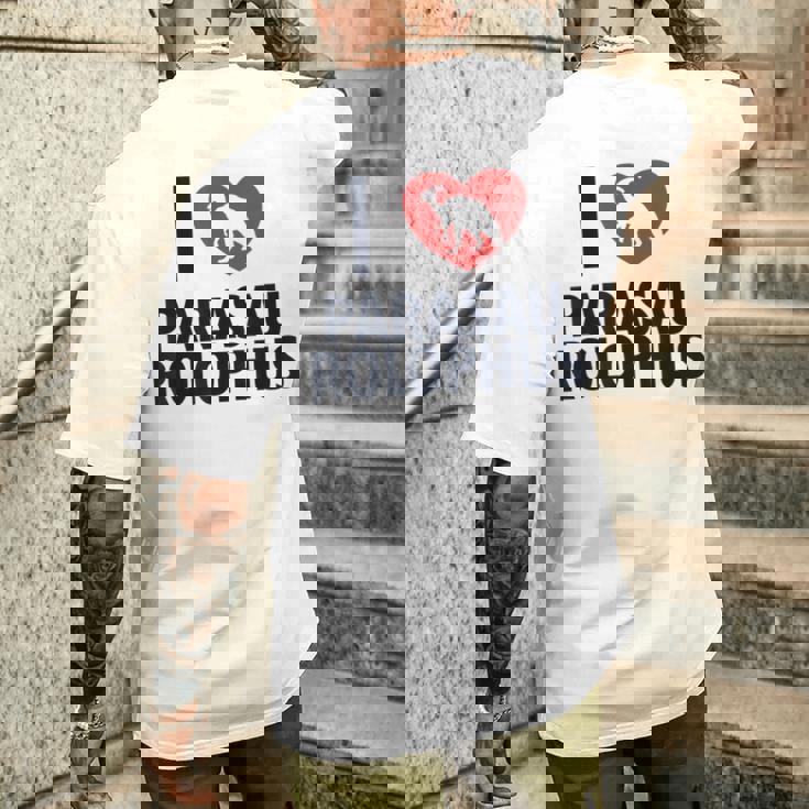 パラサウロロフスが大好き 恐竜好き パラサウロロフス メンズTシャツ バックプリント 彼への贈り物