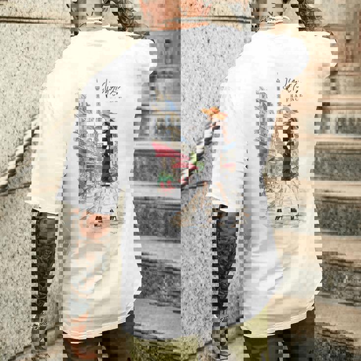 パリジャン エレガンス エッフェル塔 ファッション アート パリ フランス メンズTシャツ バックプリント 彼への贈り物