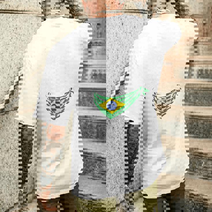 ビンテージ ブラジルの旗 面白い ブラジル 猫 サングラス メンズTシャツ バックプリント 彼への贈り物