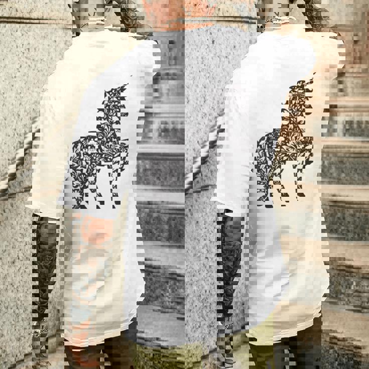 ファンタジーレインボーユニコーンホースファンunicornloverユニコーン メンズTシャツ バックプリント 彼への贈り物