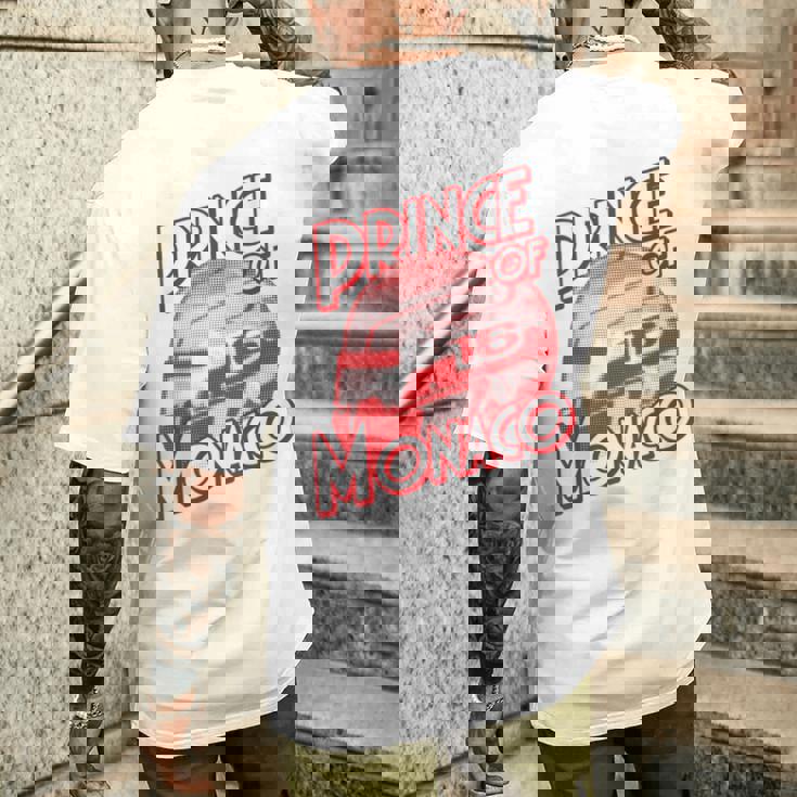 プリンス・オブ・モナコ 16 ミニマリスト レーシングの背景 メンズTシャツ バックプリント 彼への贈り物