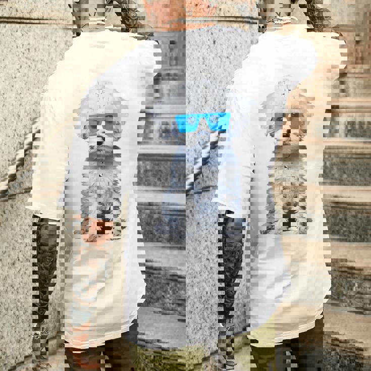 プードル 犬 幾何学的 キュート サングラス アニマル アート プードル メンズTシャツ バックプリント 彼への贈り物