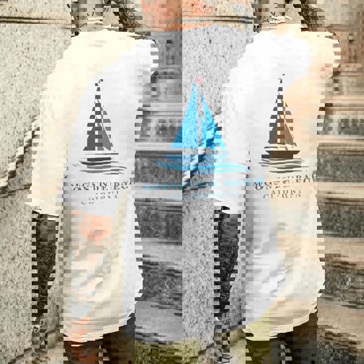 ムーンストーンビーチ カリフォルニア ヨットお土産 メンズTシャツ バックプリント 彼への贈り物