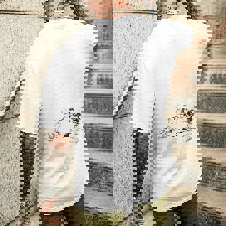 モテるデブ パピヨン グッズ ぽっちゃり 犬 おもしろ 面白い ネタ 笑える 和風 メンズTシャツ バックプリント 彼への贈り物