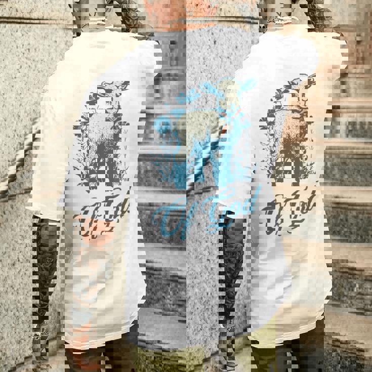 ラム オブ ゴッド キュート ヴィンテージ クリスチャン ラム デザイン 信仰 恋人 メンズTシャツ バックプリント 彼への贈り物