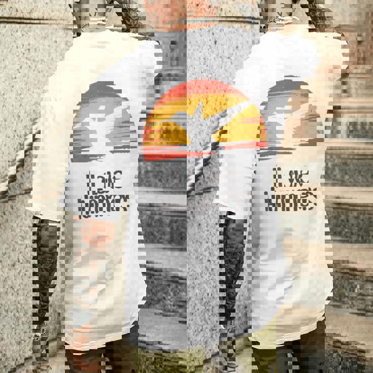 レトロ ヴィンテージ サンセット 2024 I Love Hummers コリブリ ハチドリ メンズTシャツ バックプリント 彼への贈り物