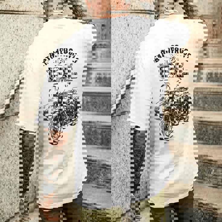 レトロモーターサイクルウラルtシャツ-ヴィンテージサイドカーモーターバイク メンズTシャツ バックプリント 彼への贈り物