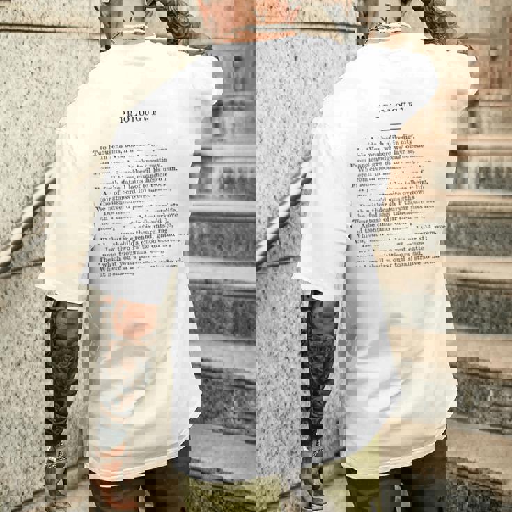 ロミオとジュリエットのプロローグ ウィリアム・シェイクスピア メンズTシャツ バックプリント 彼への贈り物