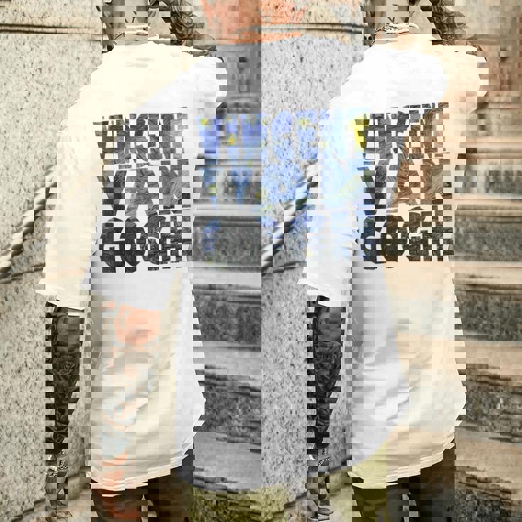 ヴィンセント・ヴァン・ゴッホ作「星月夜」 テキスト ミュージアムアート メンズTシャツ バックプリント 彼への贈り物