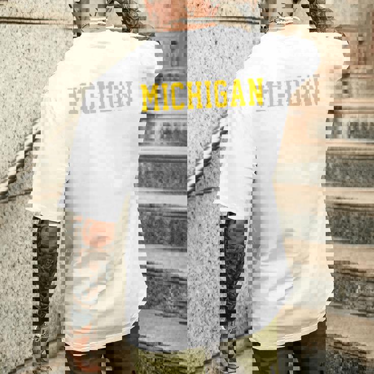 ヴィンテージ ミシガン メンズ ミシガン レディース レトロ ゴールド メンズTシャツ バックプリント 彼への贈り物