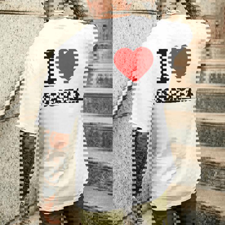 大阪大好き I Love Osaka メンズTシャツ バックプリント 彼への贈り物