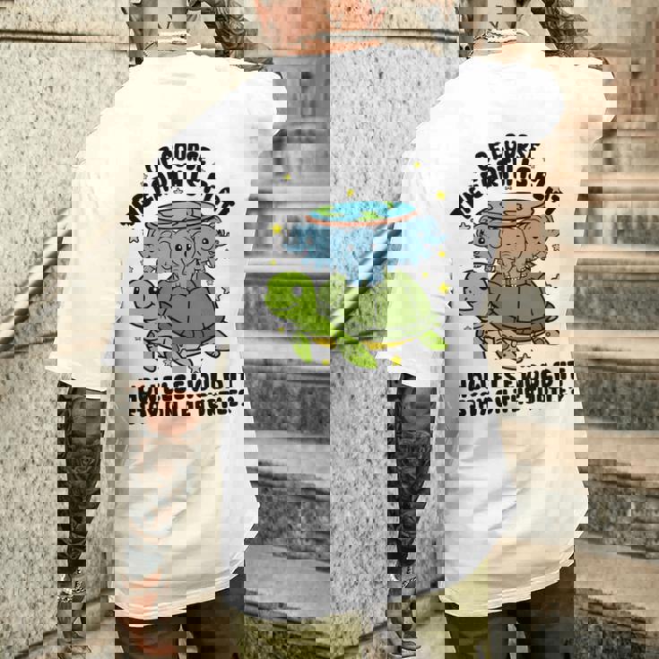 平らな地球協会 面白い陰謀論 亀の象 長袖tシャツ メンズTシャツ バックプリント 彼への贈り物
