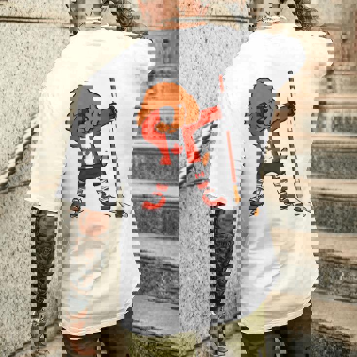 愉快なダビングプードル カナダ アイスホッケーファン ウィンタースポーツ メンズTシャツ バックプリント 彼への贈り物