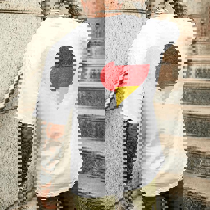 日本 ドイツ 国旗 ハート サッカー メンズTシャツ バックプリント 彼への贈り物