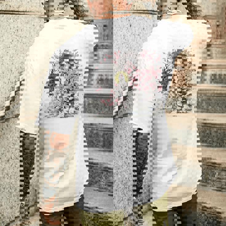 日本 浮世絵 観音菩薩 竜 桜 波 バックプリント 長袖tシャツ メンズTシャツ バックプリント 彼への贈り物