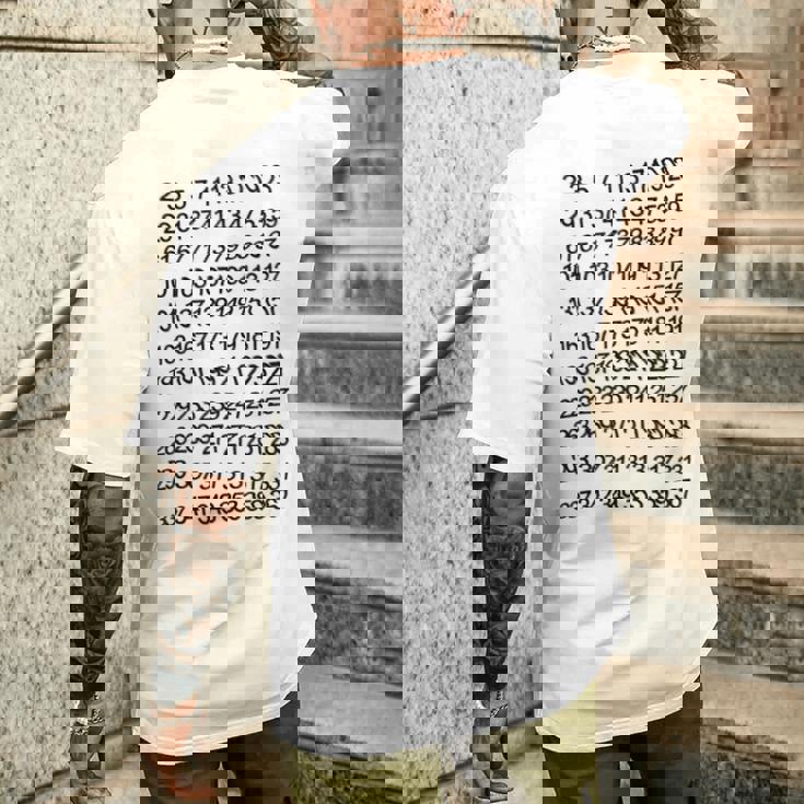 素数 数学 数式 公式 元素記号 化学式 物理 虚数 周期表 円周率 メンズ キッズ 子供 白 プリントosu メンズTシャツ バックプリント 彼への贈り物