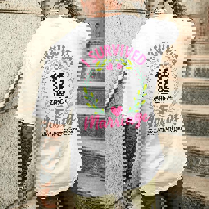 結婚12年 結婚12周年 メンズTシャツ バックプリント 彼への贈り物