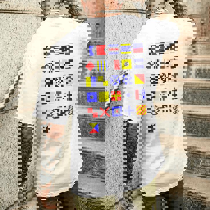 航海信号旗 アルファベット メンズTシャツ バックプリント 彼への贈り物