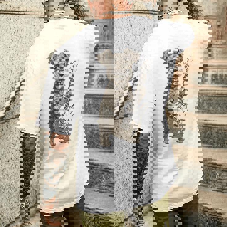 面白いtシャツ シュナウザー 犬 ギター イヌ メンズ 犬好き グッズ かわいい おもしろ 面白い 服 ネタ メンズTシャツ バックプリント 彼への贈り物