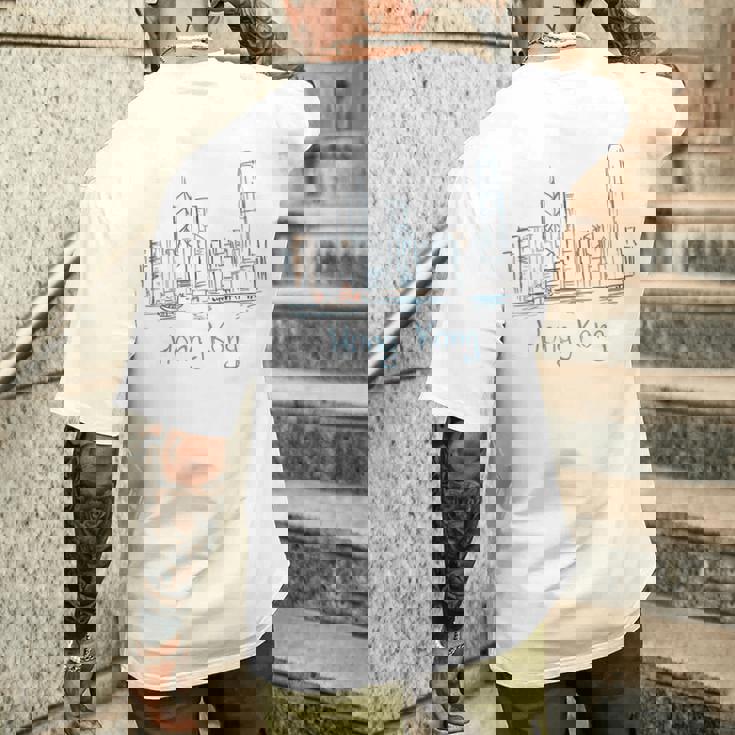 香港旅行 お土産 歴史的都市 ランドマーク ギフト メンズTシャツ バックプリント 彼への贈り物